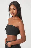 Women's Rhinestone Cropped Tube Top in Black Small