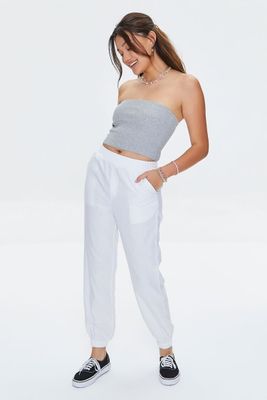 Women's Linen-Blend Pocket Joggers in White Large