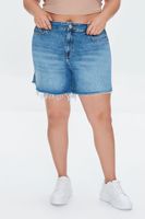 Women's Denim Frayed Shorts in Medium Denim, 16