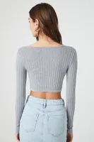 Women's Seamless Split-Hem Crop Top Dark Grey