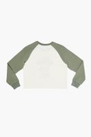 Girls Raglan Mushroom Graphic T-Shirt (Kids) in Green, 5/6