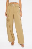 Women's Belted Straight-Leg Cargo Pants in Cigar Small