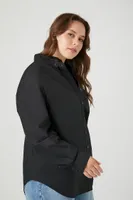 Women's Oversized Poplin Shirt in Black, Size 0X