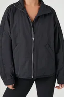 Women's Active Quilted Zip-Up Jacket in Black, XS