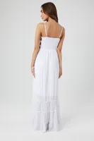 Women's Smocked Column Midi Dress in White Large