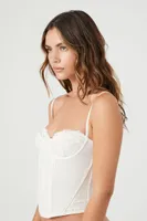 Women's Satin Lace Sweetheart Corset in Vanilla, XL