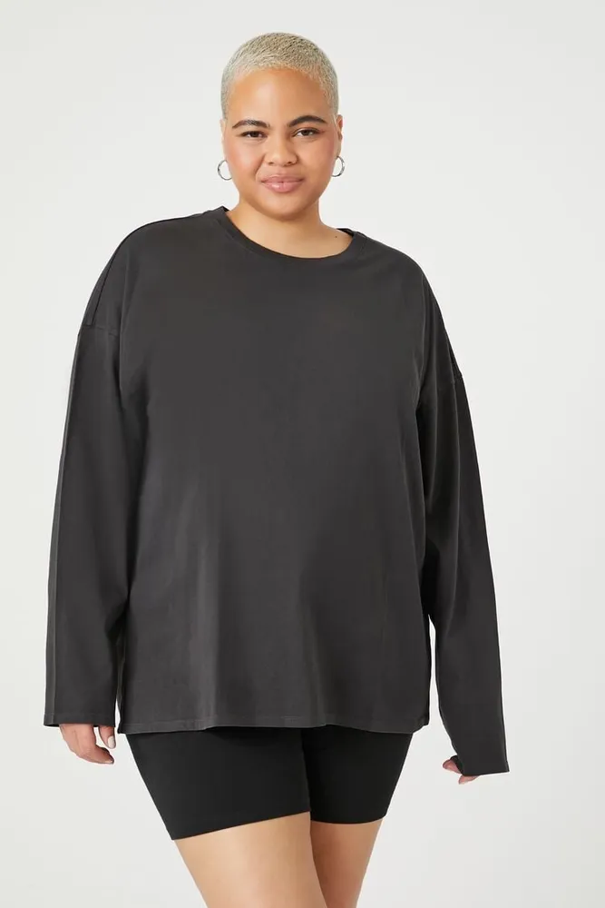 Forever 21 Women's Drop-Sleeve T-Shirt in Black, 1X