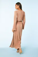 Women's Ribbed Top & Maxi Skirt Set in Rose Gold, XL