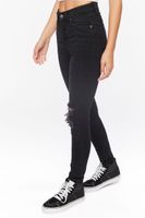 Women's Recycled Cotton High-Rise Distressed Jeans in Washed Black, 25