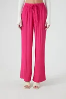 Women's Straight-Leg Crepe Pants in Hot Pink Large