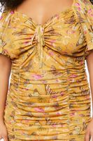 Women's Butterfly Print Mini Dress in Yellow, 3X