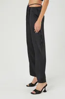 Women's Satin Strappy Mid-Rise Pants in Black Medium