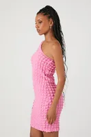 Women's Quilted One-Shoulder Mini Dress Bubble Gum