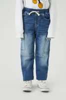 Kids Slim-Fit Drawstring Jeans (Girls + Boys) in Medium Denim, 9/10