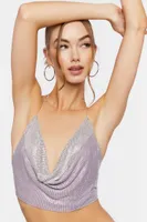 Women's Cowl Neck Chainmail Halter Top in Lavender