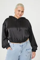 Women's Satin Cropped Hoodie