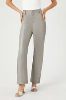 Women's Faux Leather Straight-Leg Pants Grey