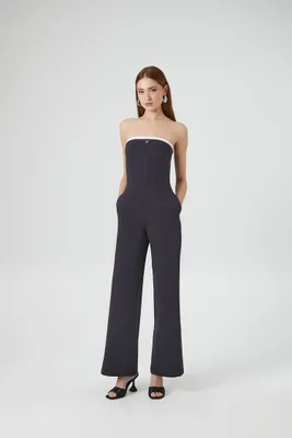 Women's Strapless Wide-Leg Jumpsuit in Charcoal, XS