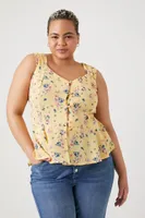 Women's Floral Print Top Yellow,