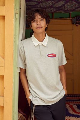 Men Utility Department Patch Polo Shirt Heather Grey