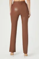 Women's Faux Leather Flare Pants in Chocolate Medium