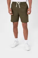 Men Linen-Blend Drawstring Shorts Olive