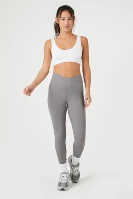 Women's Active Ribbed Surplice Leggings in Dark Grey Small