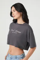 Women's Cropped Park Avenue Graphic T-Shirt in Charcoal Large