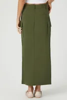 Women's Twill Cargo Maxi Skirt in Olive Small