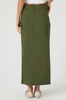 Women's Twill Cargo Maxi Skirt in Olive Medium