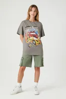 Women's Reno Racing Oversized Graphic T-Shirt in Charcoal, Size XL