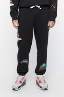 Men Embroidered Cabin Fleece Joggers in Black Large