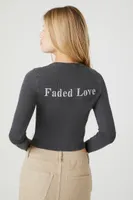 Women's Faded Love Graphic Top in Charcoal Large