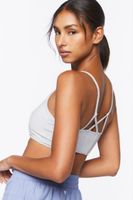 Women's Cotton-Blend Longline Sports Bra in Heather Grey, XS