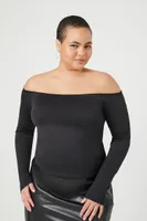 Women's Contour Off-the-Shoulder Top in Black, 0X