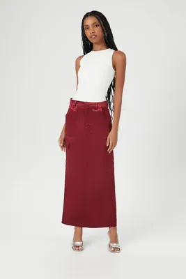 Women's Satin Slit Midi Skirt