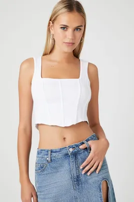 Women's Square-Neck Tank Top in White Medium