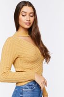 Women's Cable Knit Cutout Crossover Sweater