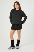 Women's Fleece Drop-Sleeve Pullover in Black Large