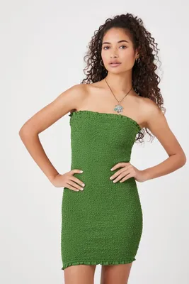 Women's Smocked Mini Tube Dress Avocado