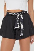 Women's Belted Satin Mini Skirt