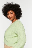 Women's Textured Cardigan Sweater in Pistachio, 0X