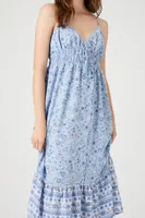 Women's Paisley Print Cami Maxi Dress in Blue Large