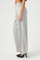 Women's Satin Wide-Leg Trousers in Grey Large