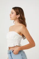 Women's Smocked Ruffle-Trim Tube Top in White, XL