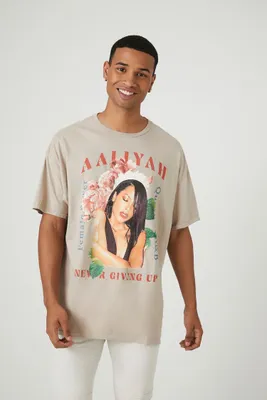 Men Floral Aaliyah Graphic Tee in Taupe Large