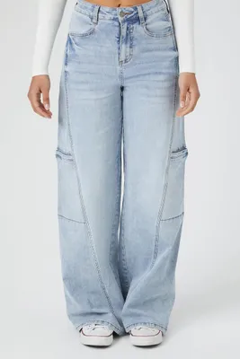 Women's Stretch-Denim Cargo Jeans in Light Denim, 27