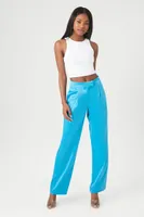 Women's Satin High-Rise Straight Pants