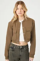 Women's Cropped Bomber Jacket Olive