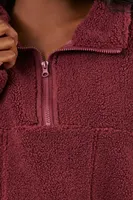 Women's Active Faux Shearling Pullover in Wine, XS